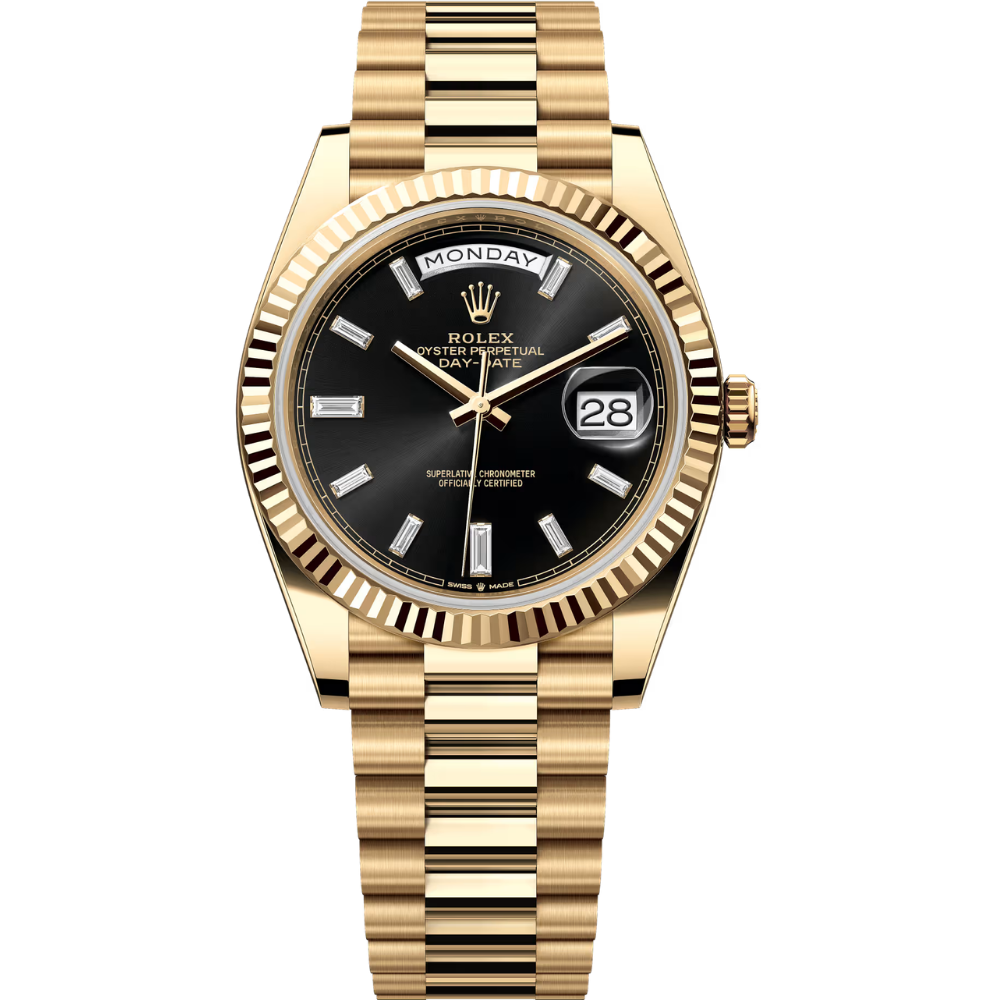 Rolex Day-Date 40 228238-0004 Bright Black (Baguette-cut diamonds)