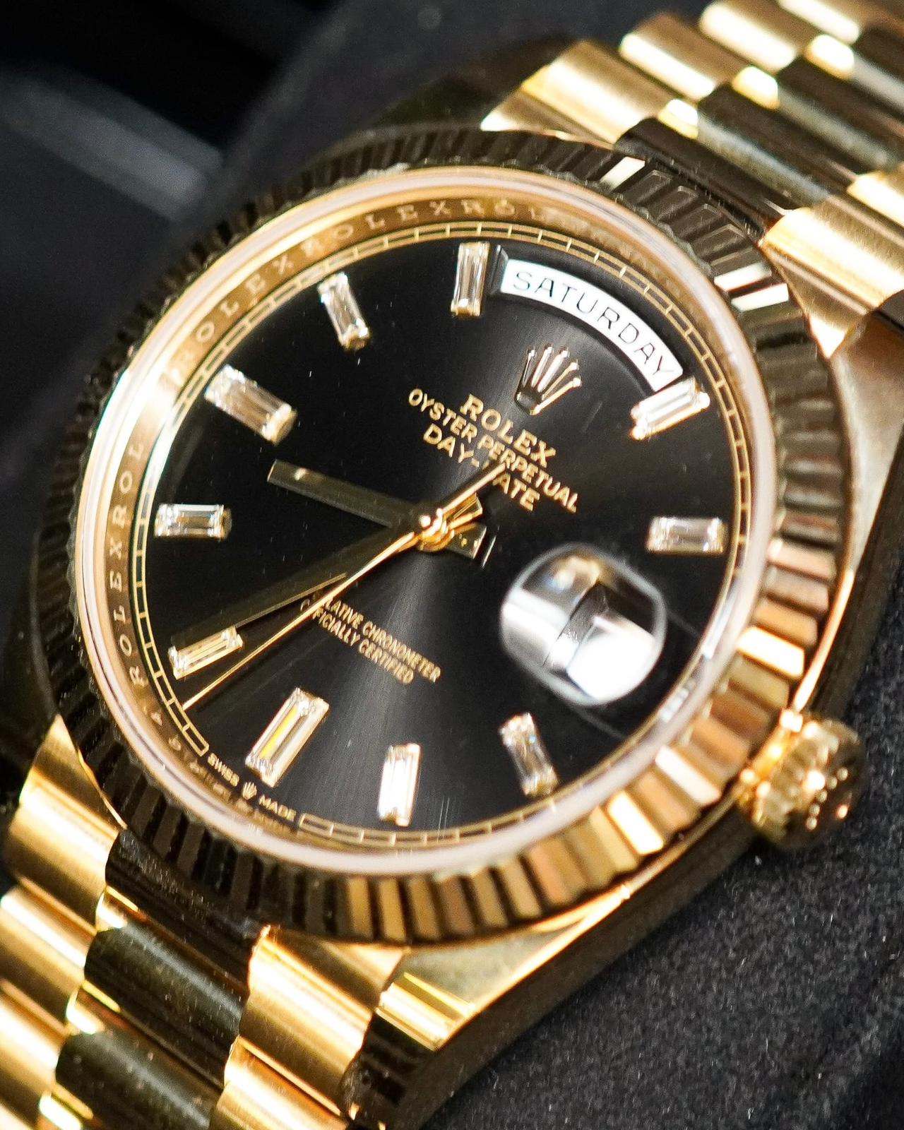 Rolex Day-Date 40 228238-0004 Bright Black (Baguette-cut diamonds) - Image 5