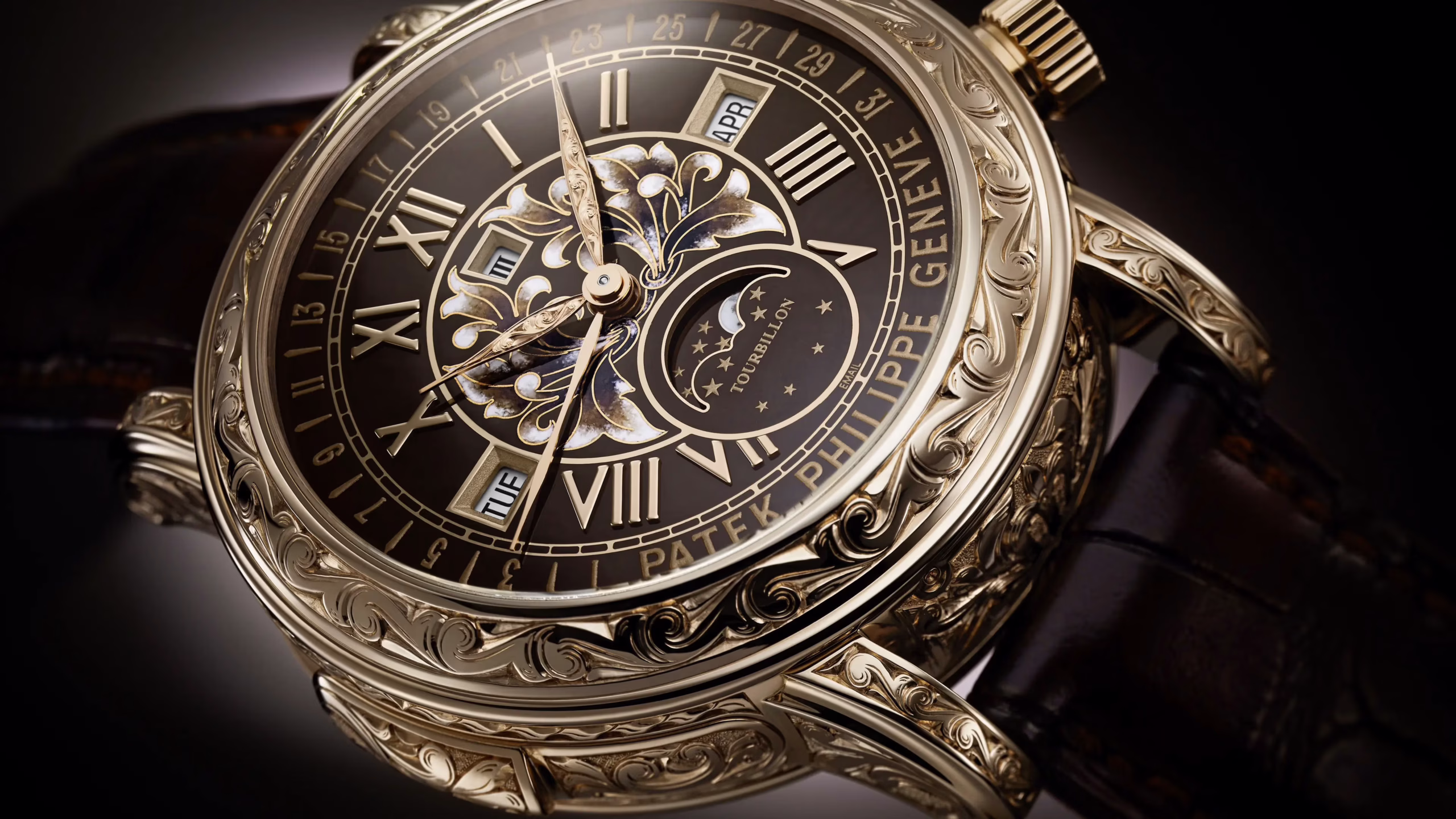 Patek Philippe Sky Moon Tourbillon 6002R-001 Brown Enamel Dial